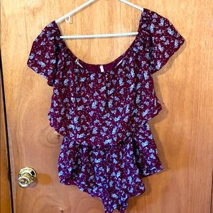 Maroon Flowered Romper
